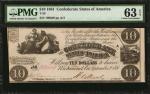 T-28. Confederate Currency. 1861 $10. PMG Choice Uncirculated 63 EPQ.