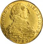 COLOMBIA. 8 Escudos, 1780/9-NR JJ. Nuevo Reino Mint. Charles III. NGC AU-53.