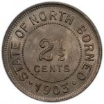 World Coins - Asia & Middle-East. BRITISH NORTH BORNEO: Edward VII, 1901-1910, 2½ cents, 1903, KM-4,