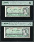 Bank of Canada, a trio of $1, 1954, consecutive serial numbers A/I 0509322-324, Modified Portrait, s