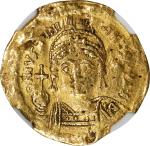 JUSTINIAN I, 527-565. AV Solidus (4.39 gms), Constantinople Mint, 7th Officina, 542-565. NGC VF, Str