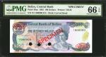 BELIZE. Central Bank of Belize. 100 Dollars, 1983. P-50as. Specimen. PMG Gem Uncirculated 66 EPQ.