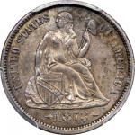 1873-CC Liberty Seated Dime. Arrows. Fortin-101, the only known dies. Rarity-6-. AU-53 (PCGS).