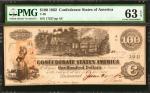 T-39. Confederate Currency. 1862 $100. PMG Choice Uncirculated 63 EPQ.