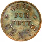 50 cents token copper undated proof coinage, nice patina, rare