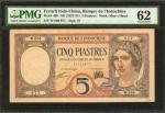 FRENCH INDO-CHINA. Banque de LIndo-Chine. 5 Piastres, ND (1927-31). P-49b. PMG Uncirculated 62.