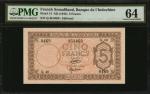 FRENCH SOMALILAND. Banque de LIndo-Chine. 5 Francs, ND (1945). P-14. PMG Choice Uncirculated 64.