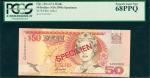 FIJI. Reserve Bank of Fiji. 50 Dollars, ND (1996). P-100s1. Specimen. PCGS Superb Gem New 68 PPQ.