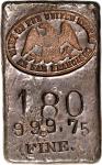 San Francisco Mint Cast Silver Ingot. Undated Type I Oval Hallmark. Large Font, Curved-Stem 9s. Ingo