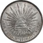 MEXICO. Peso, 1908-Mo GV. Mexico City Mint. NGC MS-61.