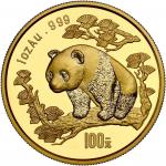 1997年熊猫纪念金币1盎司 NGC MS 69 China (Peoples Republic), gold 100 yuan (1 oz) Panda, 1997, large date (She