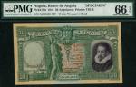 Banco de Angola, specimen 50 angolares, 1 October 1944, red serial number A 000000, green and orange