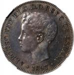 PHILIPPINES. Peso, 1897-SG V. Madrid Mint. Alfonso XIII. NGC AU Details--Harshly Cleaned.