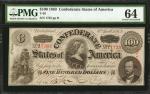 T-56. Confederate Currency. 1863 $100. PMG Choice Uncirculated 64.