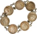 Bracelet fashioned out of (7) Kingdom of Hawaii and Philippines Under U.S. Sovereignty silver coins.