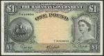 Bahamas Government, 4 shillings, ND (1954),  prefix A/3, green, Higgs, Sweeting and Burnside signatu