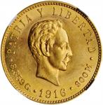 CUBA. 5 Pesos, 1916. Philadelphia Mint. NGC MS-63.