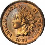 1865 Indian Cent. Plain 5. MS-64 RB (NGC).