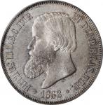 BRAZIL. 2000 Reis, 1868. Rio de Janeiro Mint. Pedro II. PCGS MS-63+ Gold Shield.