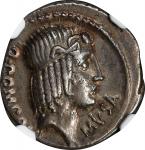 ROMAN REPUBLIC. Q. Pomponius Musa. AR Denarius (3.93 gms), Rome Mint, 56 B.C. NGC EF, Strike: 4/5 Su