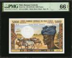 MALI. Banque Centrale Du Mali. 5000 Francs, ND (1972-84). P-14c. PMG Gem Uncirculated 66 EPQ.