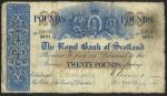 The Royal Bank of Scotland, £20, 1.6.1940, serial number D370 3821, handwritten date and signatures,