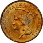 1861 Three-Dollar Gold Piece. MS-64 (PCGS).