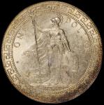 1909年香港“站人”银币一枚，五彩包浆，PCGS MS64