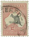 Postage Stamps. Australia: 1931 CofA £2, black and rose, Cat £425 (SG 138), fine, used. 