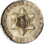 1851 Silver Three-Cent Piece. MS-64+ (PCGS).