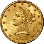 1884-CC Liberty Head Eagle. Winter 1-A, the only known dies. MS-62+ (PCGS).