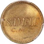 台湾中央铸币厂壹角试铸样品币，带SAMPLE C.M.C.字样，PCGS MS63，#46268190. Taiwan, brass 10 cents, ND, SAMPLE C.M.C. on ob