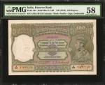 1943年印度储备银行100卢比。 INDIA. Reserve Bank of India. 100 Rupees, ND (1943). P-20e. PMG Choice About Uncir