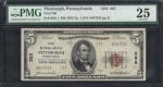 Pittsburgh, Pennsylvania. $20 1929 Ty. 1. Fr. 1802-1. First NB. Charter #252. PMG Very Fine 25.