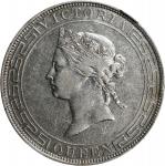 1866年香港壹圆银币。香港造币厂。HONG KONG. Dollar, 1866. Hong Kong Mint. Victoria. NGC EF-40.