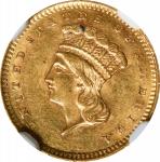 1857 Gold Dollar. MS-61 (NGC).