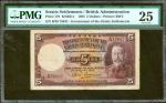 STRAITS SETTLEMENTS. The Government of the Straits Settlements. 5 Dollars, 1935. P-17b. PMG Very Fin