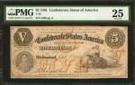 T-32. Confederate Currency. 1861 $5. PMG Very Fine 25.