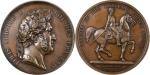 1842年法国奥尔良公爵军队掌权高浮雕大型纪念铜样章。PCGS SP63BN 85408495