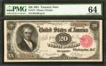 Fr. 375. 1891 $20 Treasury Note. PMG Choice Uncirculated 64.