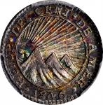 COSTA RICA. Central American Republic. 1/2 Real, 1846-CR JB. San Jose Mint. PCGS MS-63 Gold Shield.