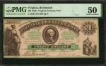 Richmond, Virginia. Virginia Treasury Note. 1860s $20. PMG About Uncirculated 50.
