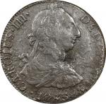 1783-Mo FF年墨西哥双柱一圆银币。墨西哥城铸币厂。MEXICO. 8 Reales, 1783-Mo FF. Mexico City Mint. NGC Genuine.