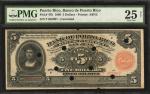 PUERTO RICO. Banco de Puerto Rico. 5 Dollars, 1909. P-47b. PMG Very Fine 25 Net. Rust Damage.