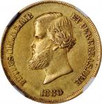 BRAZIL. 10000 Reis, 1880. Rio de Janeiro Mint. Pedro II. NGC AU-50.