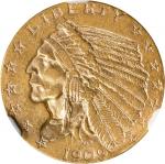 1909 Indian Quarter Eagle. MS-61 (NGC).