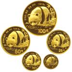 1987年熊猫P版精制纪念金币1盎司等100元~5元多枚金币  完未流通