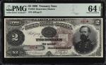 1890年2美元国库券 PMG Choice Unc 64 1890 $2 Treasury Note