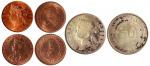 海峡殖民地钱币3枚一组，包括1889及1916年半分，1899年半圆，分别评CGS 82，CGS80及CGS 15