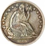 1840 Liberty Seated Half Dollar. WB-1. Rarity-2. Small Letters. Repunched Date. AU-50 (PCGS).